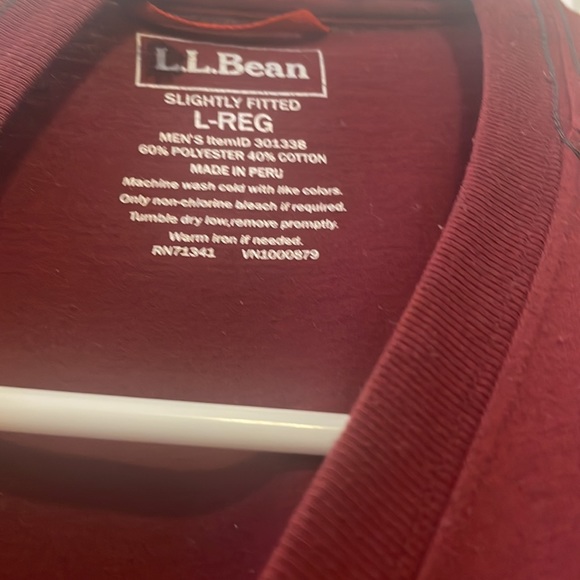 LL Bean Large men’s burgundy grey trimmed tee unisexLNC - Picture 10 of 11
